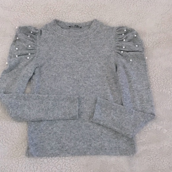 Zara Pearl Detail Puff Sleeve Sweater S - Picture 3 of 7